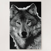 Kunstkunst met zwarte en witte Wolf Legpuzzel (Verticaal)