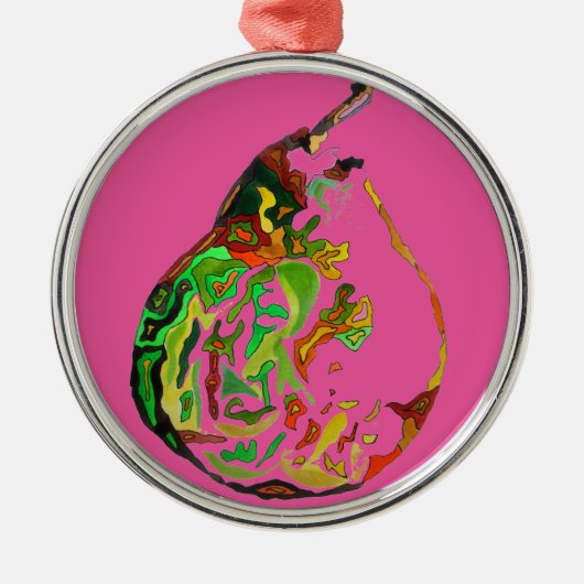 Kunstkunst pop van peren, illustratie waterverf metalen ornament (Voorkant)