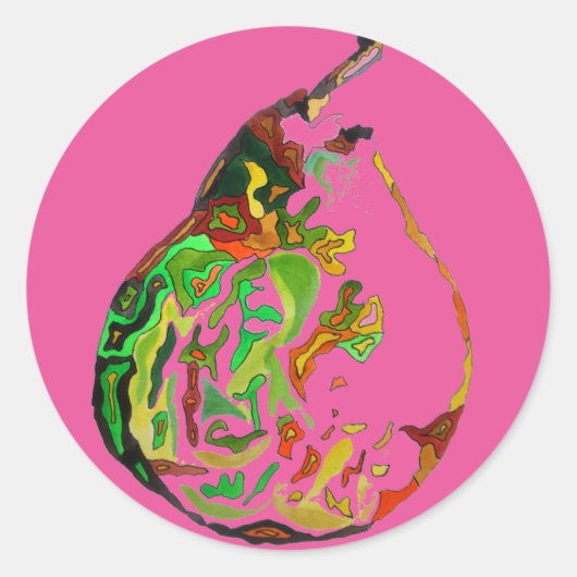 Kunstkunst pop van peren, illustratie waterverf ronde sticker (Voorkant)