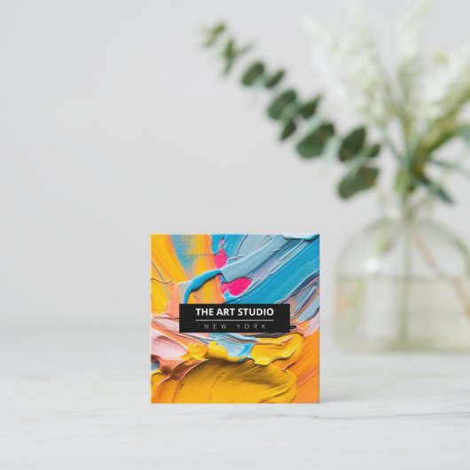 Kunstkunst van moderne naam Studio Vierkante Visitekaartje (Staand voorkant)