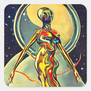 Kunstkunst Vloeibaar metalen Alienware Abstract Vierkante Sticker