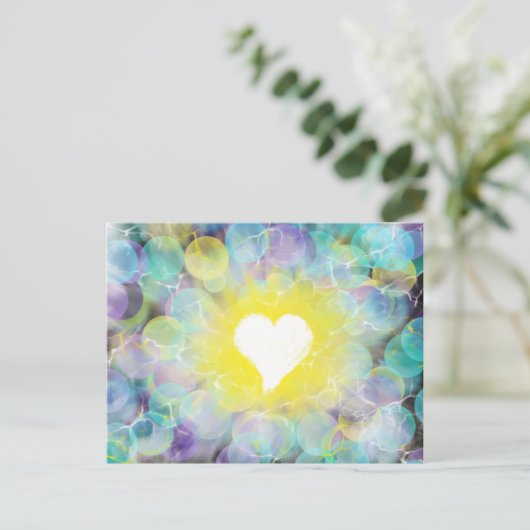 Kunstkunst White Heart Yellow Blue 7 okt 17 HC Briefkaart (Staand voorkant)