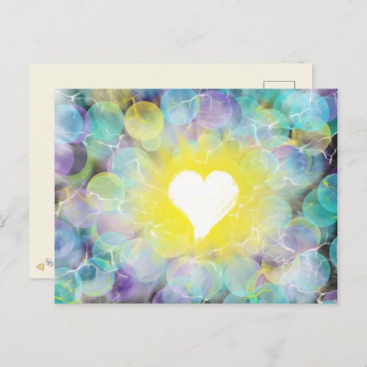 Kunstkunst White Heart Yellow Blue 7 okt 17 HC Briefkaart (Voorkant / Achterkant)