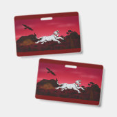 Kunstkunst White Lioness fantasy landscape eagle Badge (Voor- en achterkant)