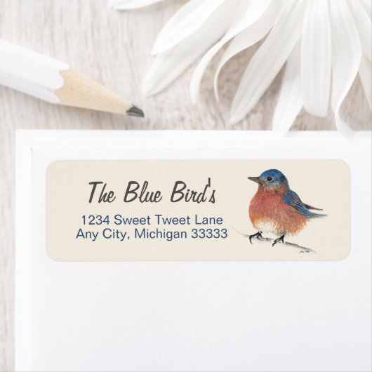 Kunstlabel Waterverf vogel Etiket (Insitu)