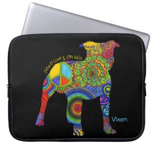 Kunstlaptophoes met "Peace Love & Pit Bulls"-Pop Laptop Sleeve