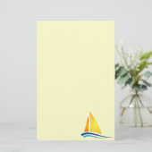Kunstlaterie met zeilboot briefpapier (Staand voorkant)