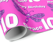 Kunstleeftijd Dragonfly en naam 10e verjaardagsoms Cadeaupapier (Rol Hoek)