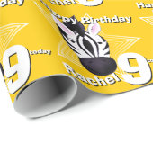 Kunstleeftijd en naam 9e verjaardag van de zebra cadeaupapier (Rol Hoek)