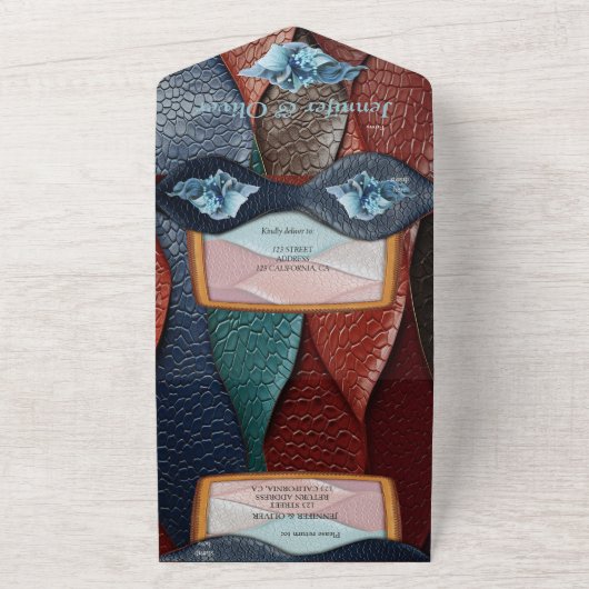 Kunstleer Textuur Kunst design All In One Uitnodiging (Buitenkant)