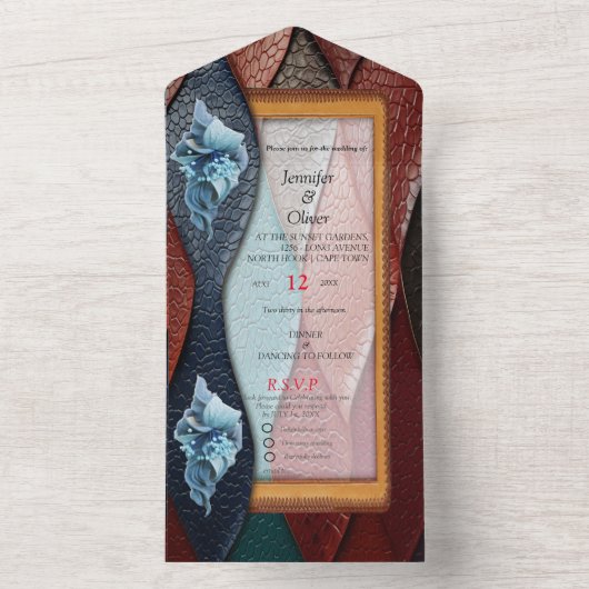 Kunstleer Textuur Kunst design All In One Uitnodiging (Binnen)