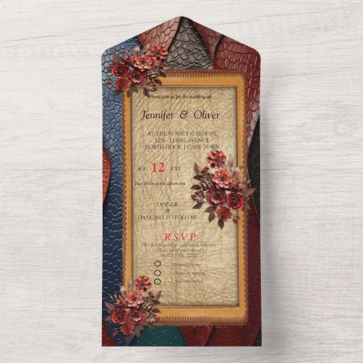 Kunstleer Textuur Kunst design All In One Uitnodiging (Binnen)