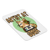 Künstler bei der Arbeit – niedliches Katzendesign Magneet (Rechterzijde)