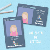 Kunstleraar Blauwe Verticale Foto ID Badge