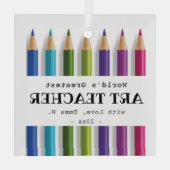 Kunstleraar cadeauidee gepersonaliseerde pennen glas ornament (Achterkant)