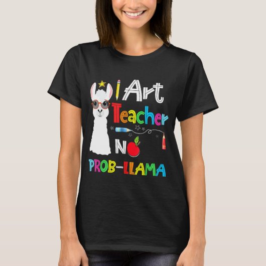 Kunstleraar Geen Prob Llama leraar T-shirt (Voorkant)