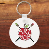 Kunstleraar Geschilderde appel- en schilderpensele Sleutelhanger (Voorkant)