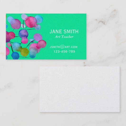 Kunstleraar kleurrijke abstracte kunst visitekaartje (Voorkant / Achterkant)