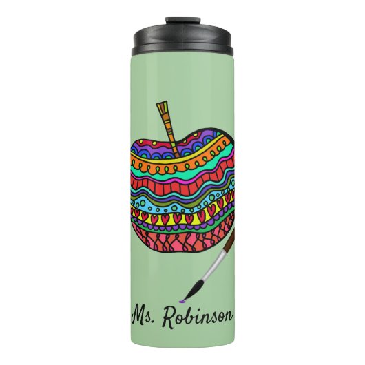 Kunstleraar kleurrijke appel thermosbeker (Voorkant)