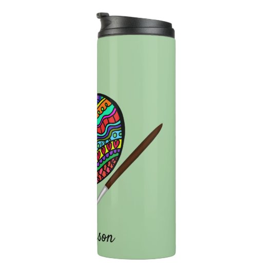 Kunstleraar kleurrijke appel thermosbeker (Geroteerd rechts)