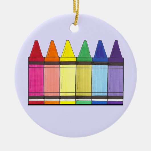 Kunstleraar Rainbow Artist's Crayons School Keramisch Ornament (Voorkant)