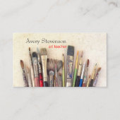 Kunstleraar, schilderpenselen voor artistieke verf visitekaartje (Voorkant)
