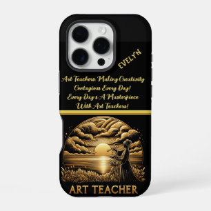 Kunstleraar schildert een rustige zonsondergang iPhone 16 pro hoesje