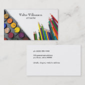 Kunstleraar, terug naar school, kunstbenodigdheden visitekaartje (Voorkant / Achterkant)