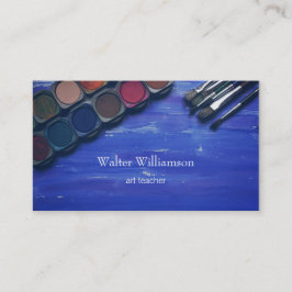 Kunstleraar, terug naar school, kunstbenodigdheden visitekaartje