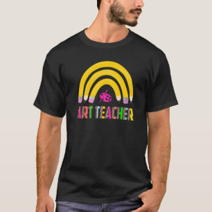 Kunstleraar Terug naar school Regenboog Luipaard L T-shirt