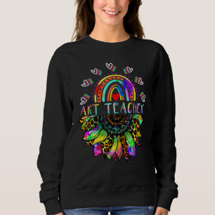 Kunstleraar Tie Dye Zonnebloem Regenboog Terug naa Trui