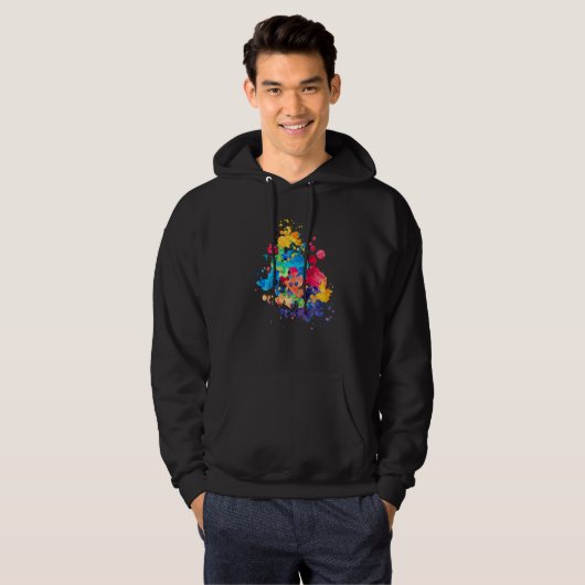 Kunstleraar verf verf splatter hoodie (Voorkant volledig)