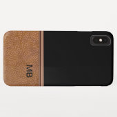 Kunstleren herenmonogram Case-Mate iPhone case (Achterkant (horizontaal))