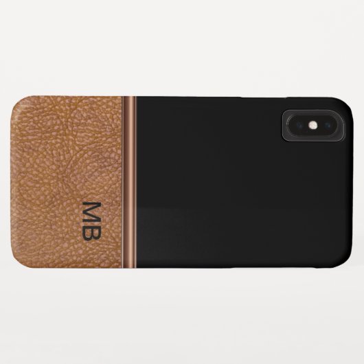 Kunstleren herenmonogram Case-Mate iPhone case (Achterkant (horizontaal))