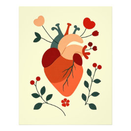 Künstlerisches Herz und Blumen Foto Afdruk