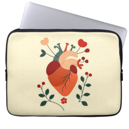 Künstlerisches Herz und Blumen Laptop Sleeve