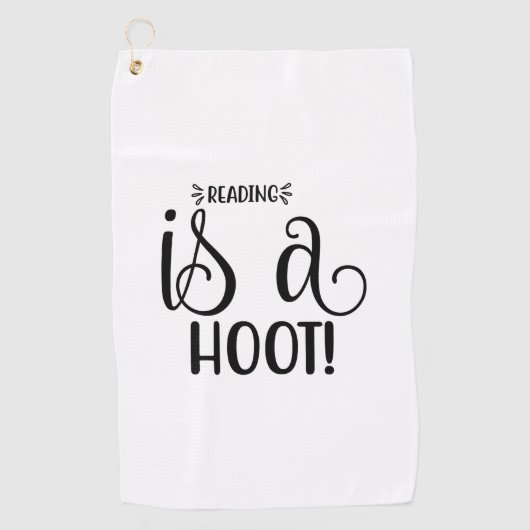 Kunstlezen lezen lezen is een roet golfhanddoek (Voorkant)
