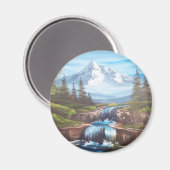 Kunstmalerei "Bergfrühlung" Bob Ross Magneet (Voorkant / Achterkant)