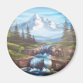 Kunstmalerei "Bergfrühlung" Bob Ross Magneet