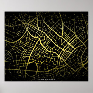 Kunstmap Kopenhagen Gold Style Poster