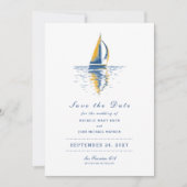 Kunstmarineschepen met blauw gele zeilboeg sparen  save the date (Voorkant)