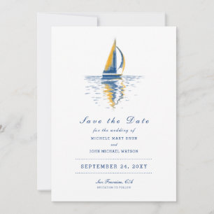 Kunstmarineschepen met blauw gele zeilboeg sparen save the date