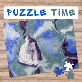 Kunstmarmerkunst januari blauw blauwgroen wit legpuzzel