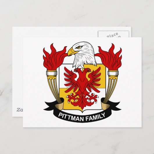 Kunstmat van Pittman / Familiecrest Briefkaart (Voorkant / Achterkant)