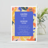 Kunstmatig Abstract blauw en geel botanisch huweli Kaart (Staand voorkant)