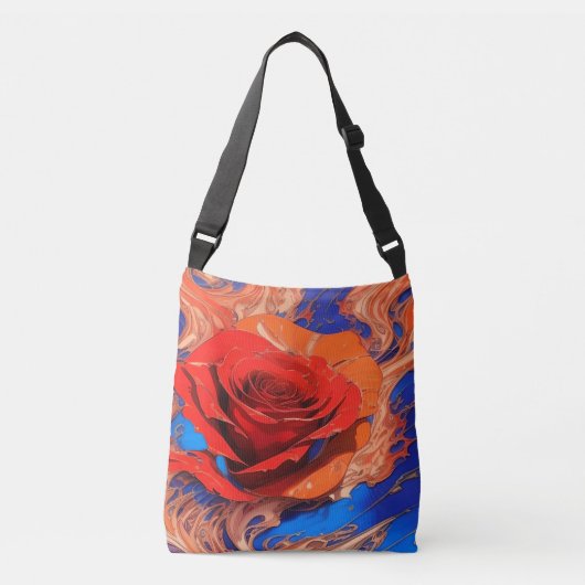 Kunstmatig Abstract gemarmerd Roos Crossbody Tas (Voorkant)