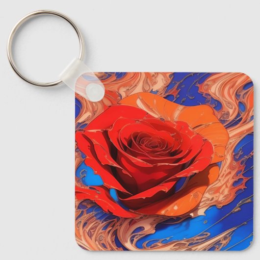 Kunstmatig Abstract gemarmerd Roos Sleutelhanger (Voorkant)