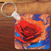 Kunstmatig Abstract gemarmerd Roos Sleutelhanger (Voorkant)