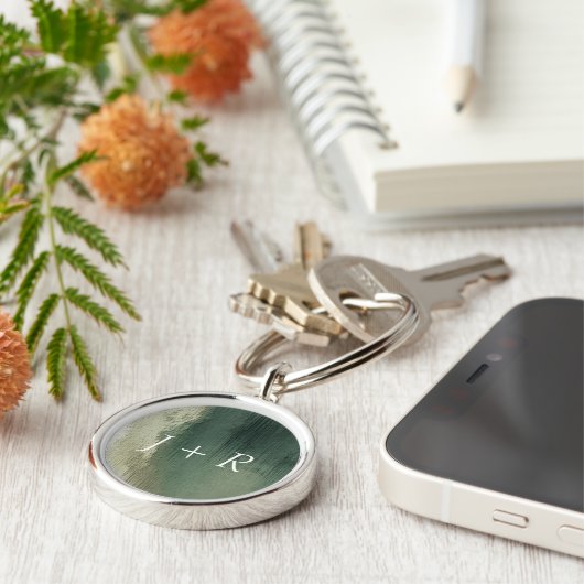 kunstmatig abstract gemorst stof getextureerde ach sleutelhanger (Zijkant)