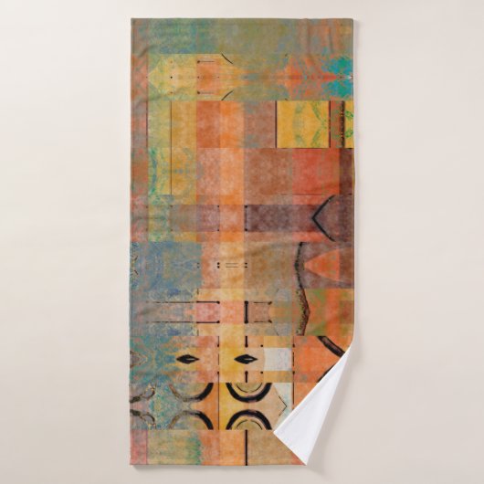 kunstmatig abstract, horizontaal strempatroon badhanddoek (Badhanddoek)